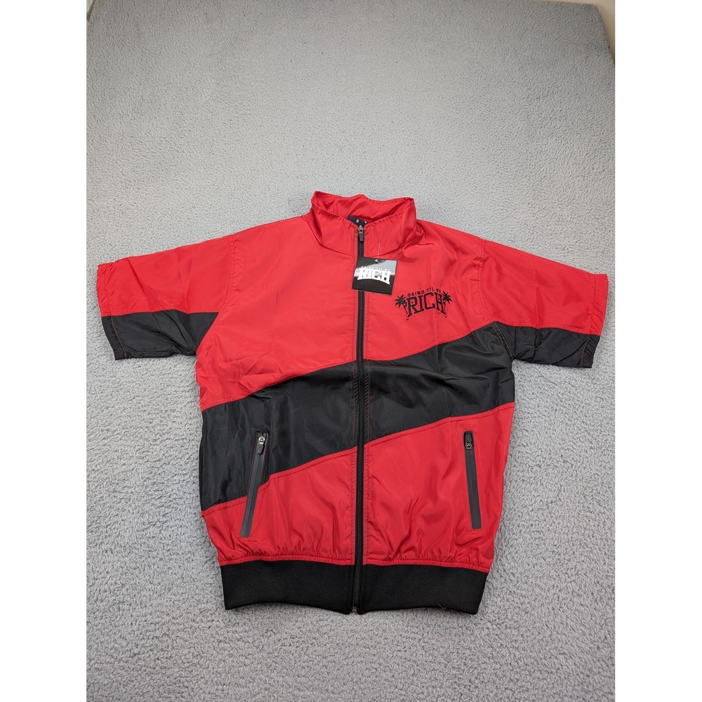 Grind Til We Rich Jacket Mens Small Windbreaker Short Sleeve Streetwear